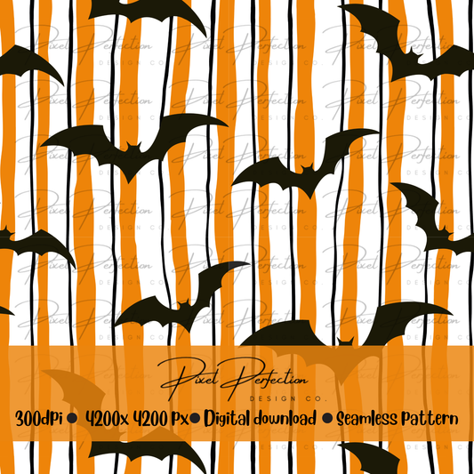 Halloween stripes and bats seamless