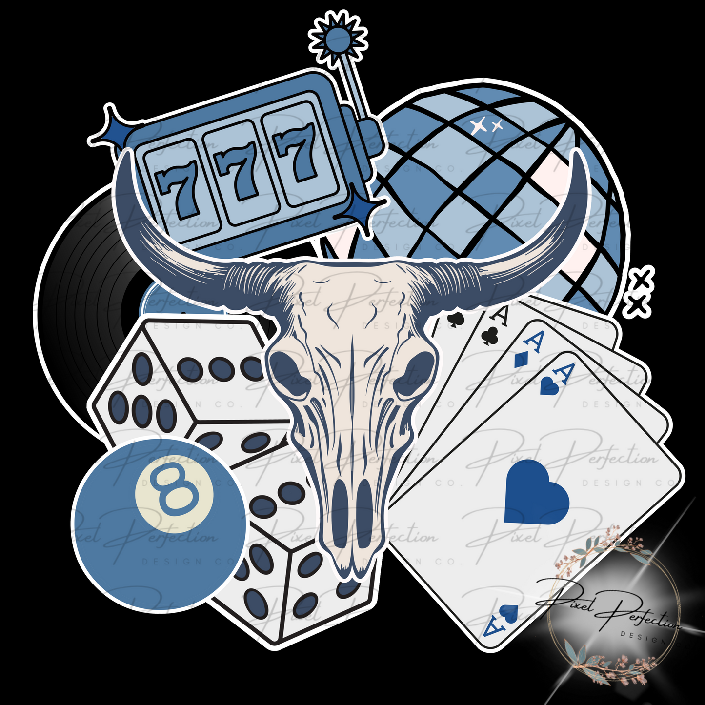 Blue girly lucky western png