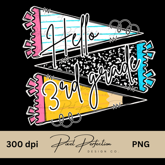 Back to school pendant hello 3rd grade png