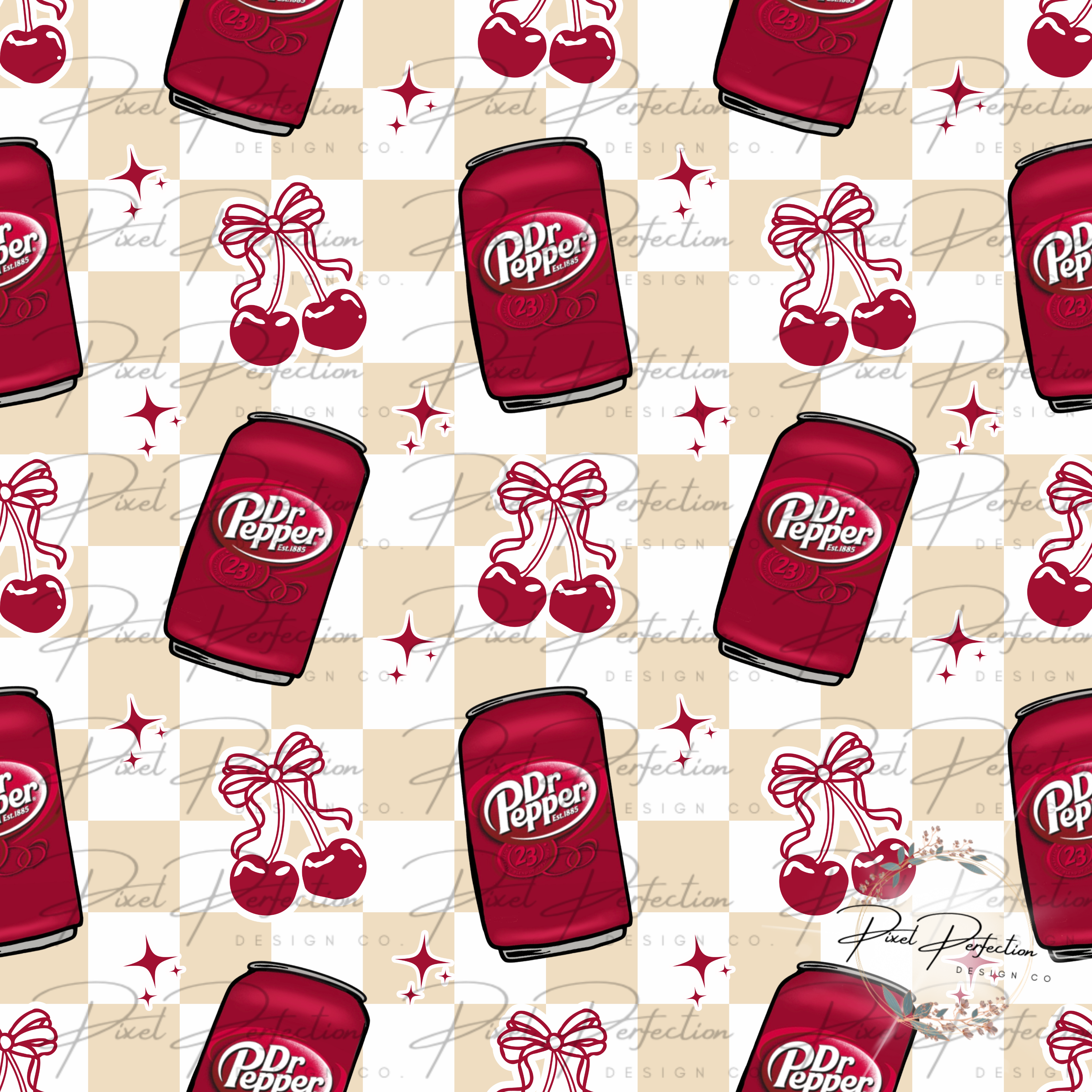 Dr Pepper cherry seamless – Pixel Perfection Design Co