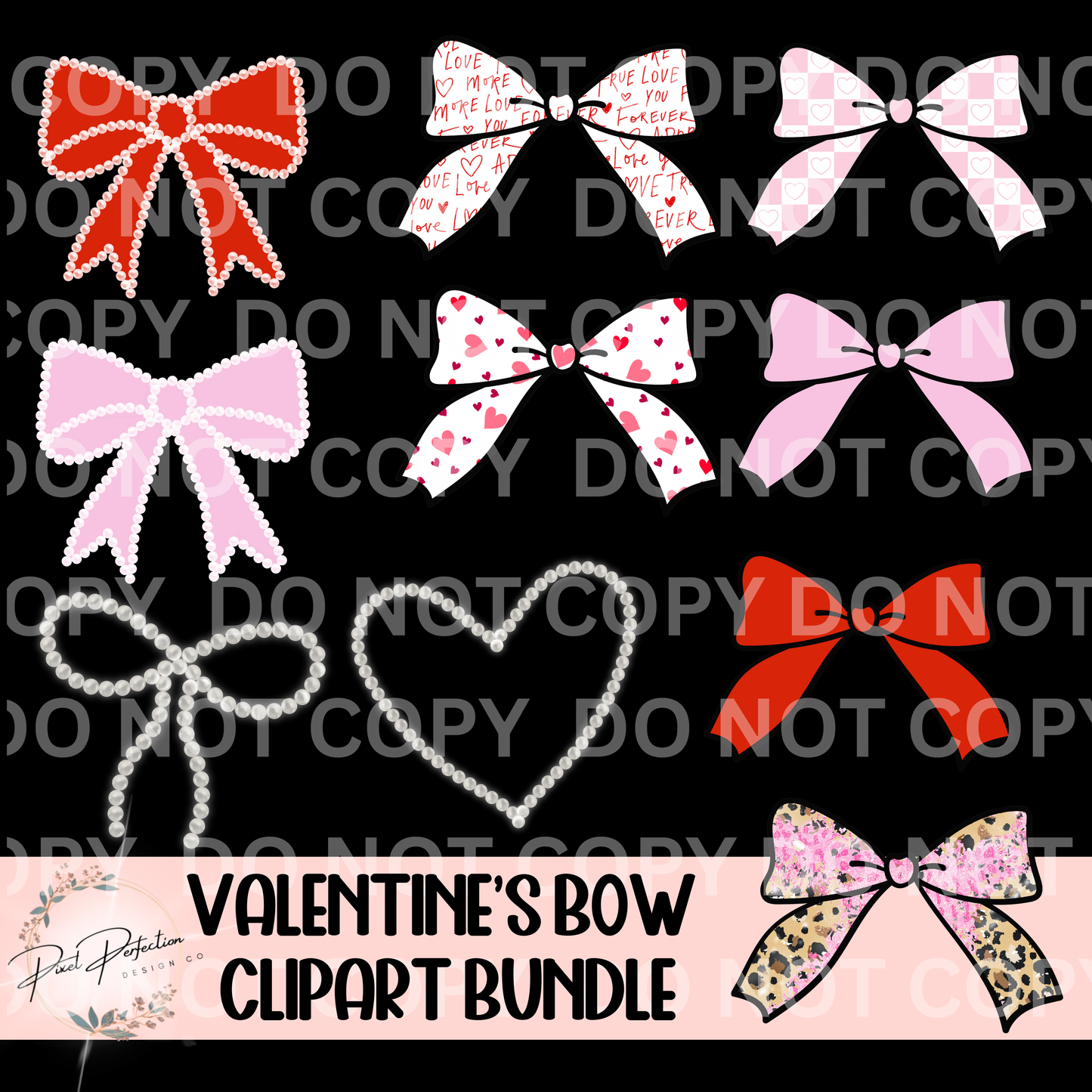 Valentines bows and pearls clipart