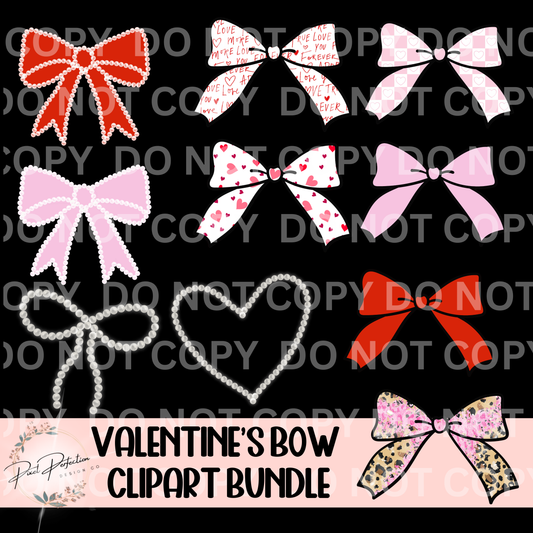 Valentines bows and pearls clipart