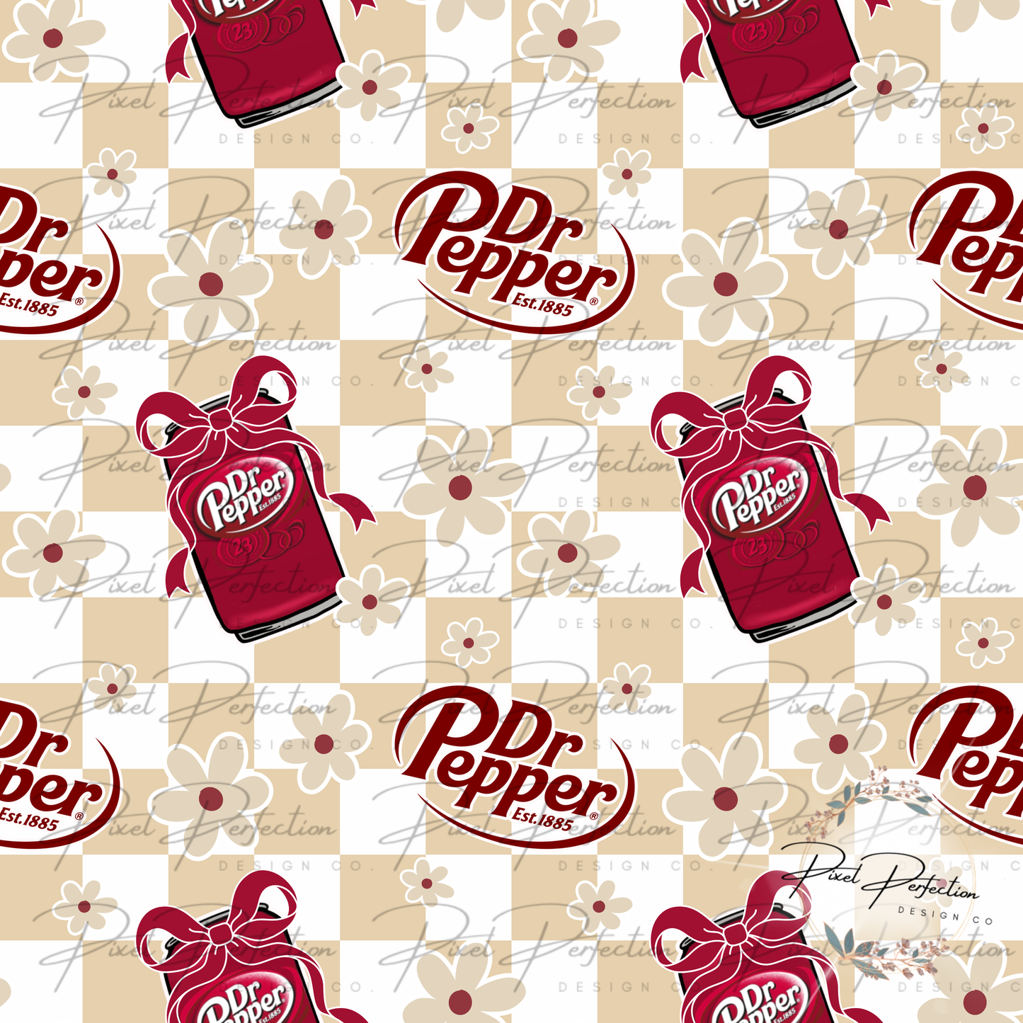 Dr Pepper flower seamless