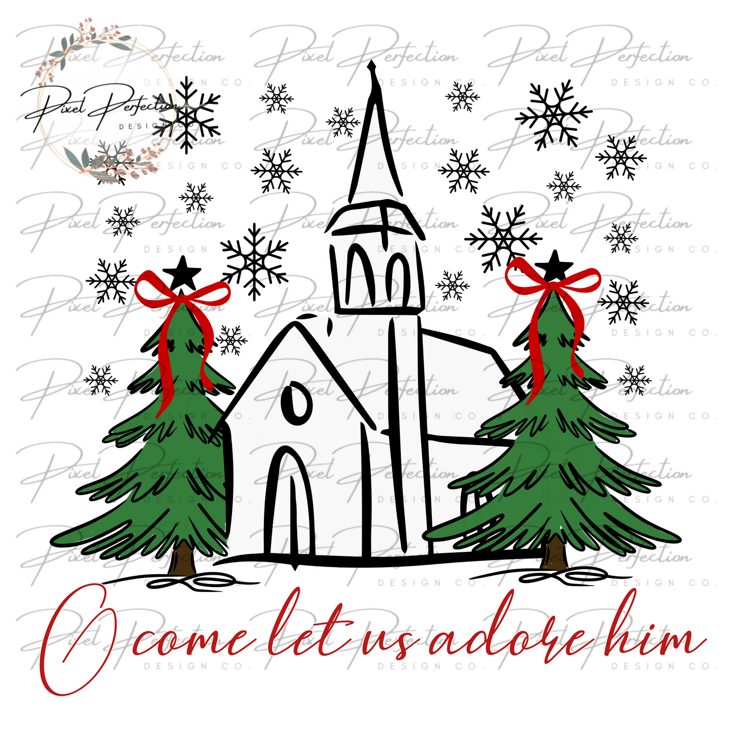 O come let us adore him Christmas church png