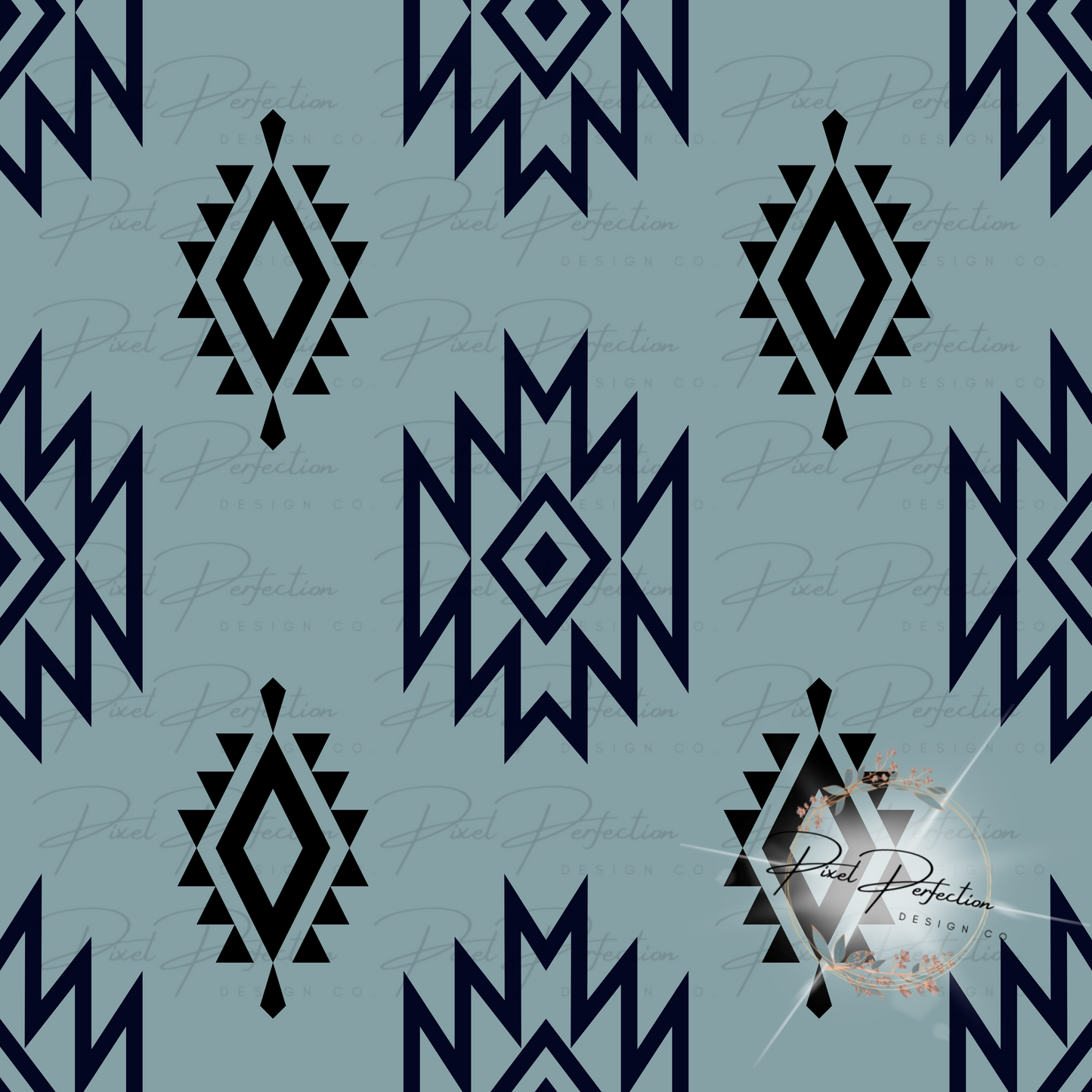 Blue and black simple Aztec seamless