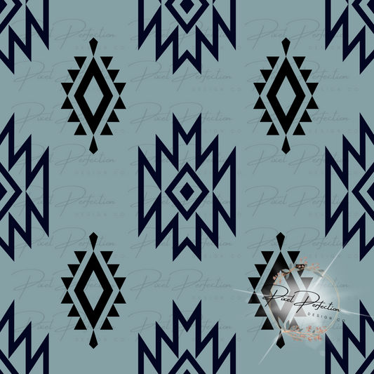 Blue and black simple Aztec seamless