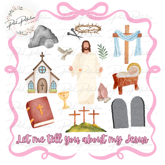 Let me tell you about my Jesus with bow frame PNG