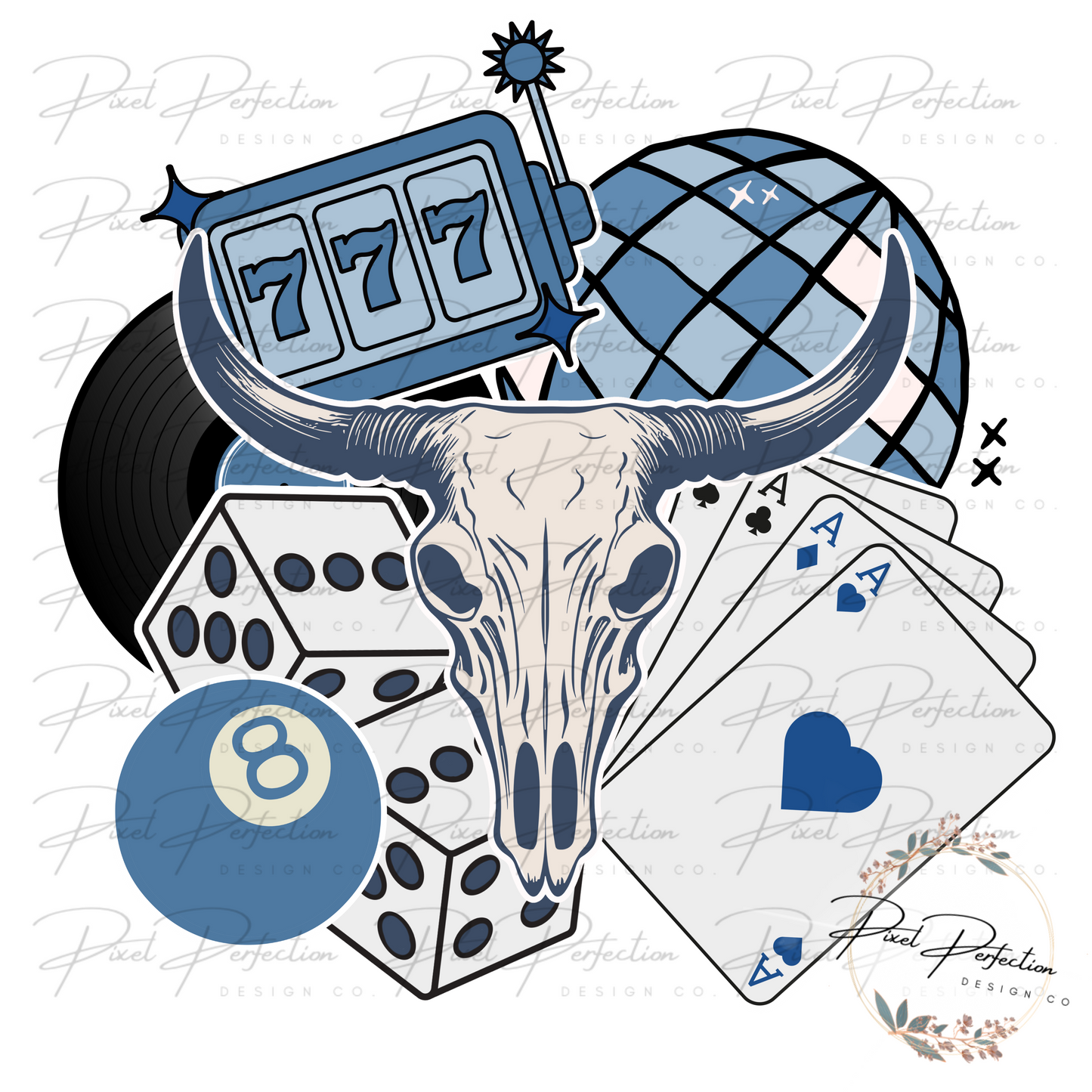 Blue girly lucky western png