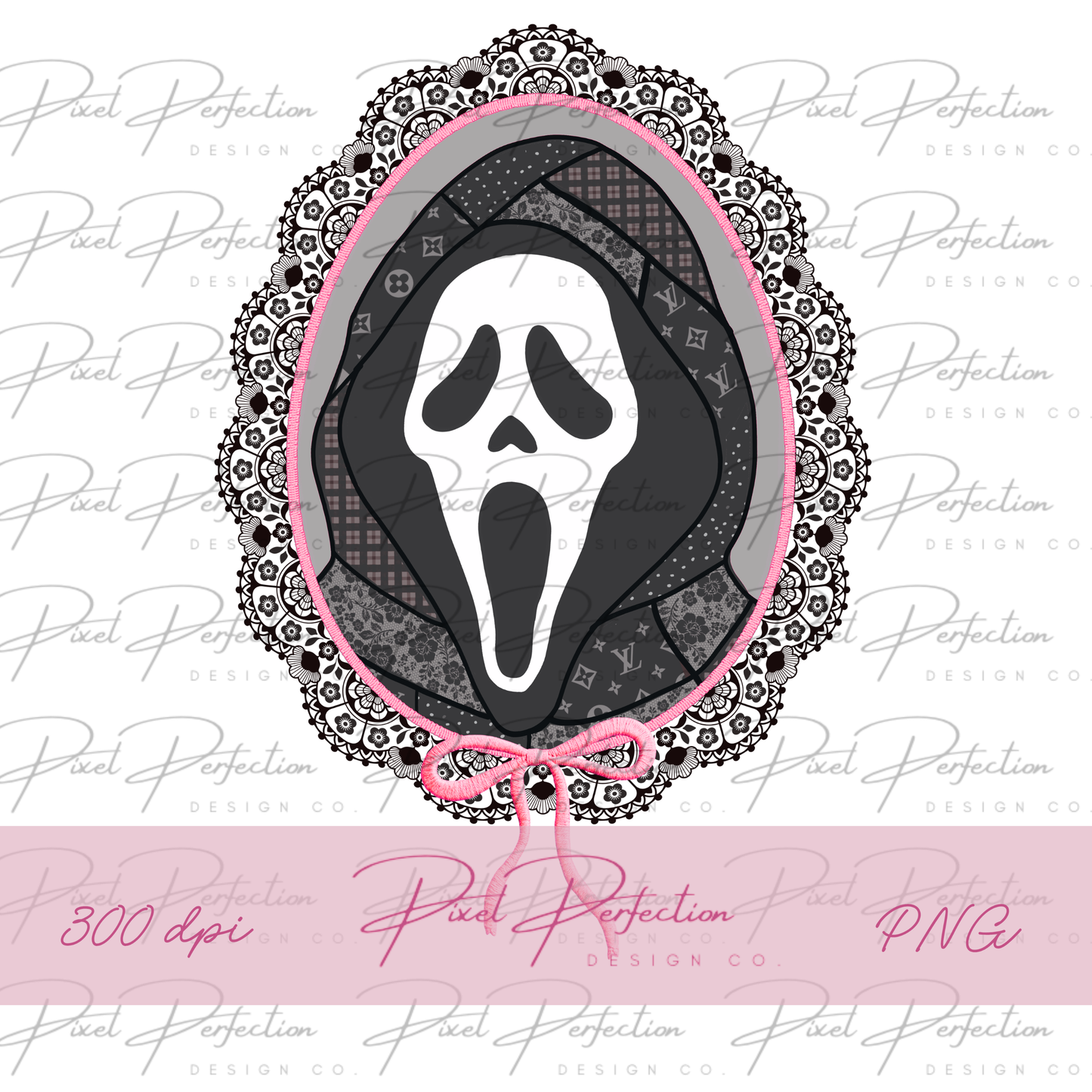 Patchwork Ghostface faux lace frame png