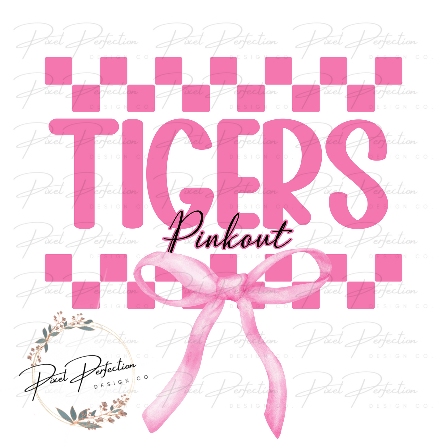 Custom checkered with coquette bow pinkout png