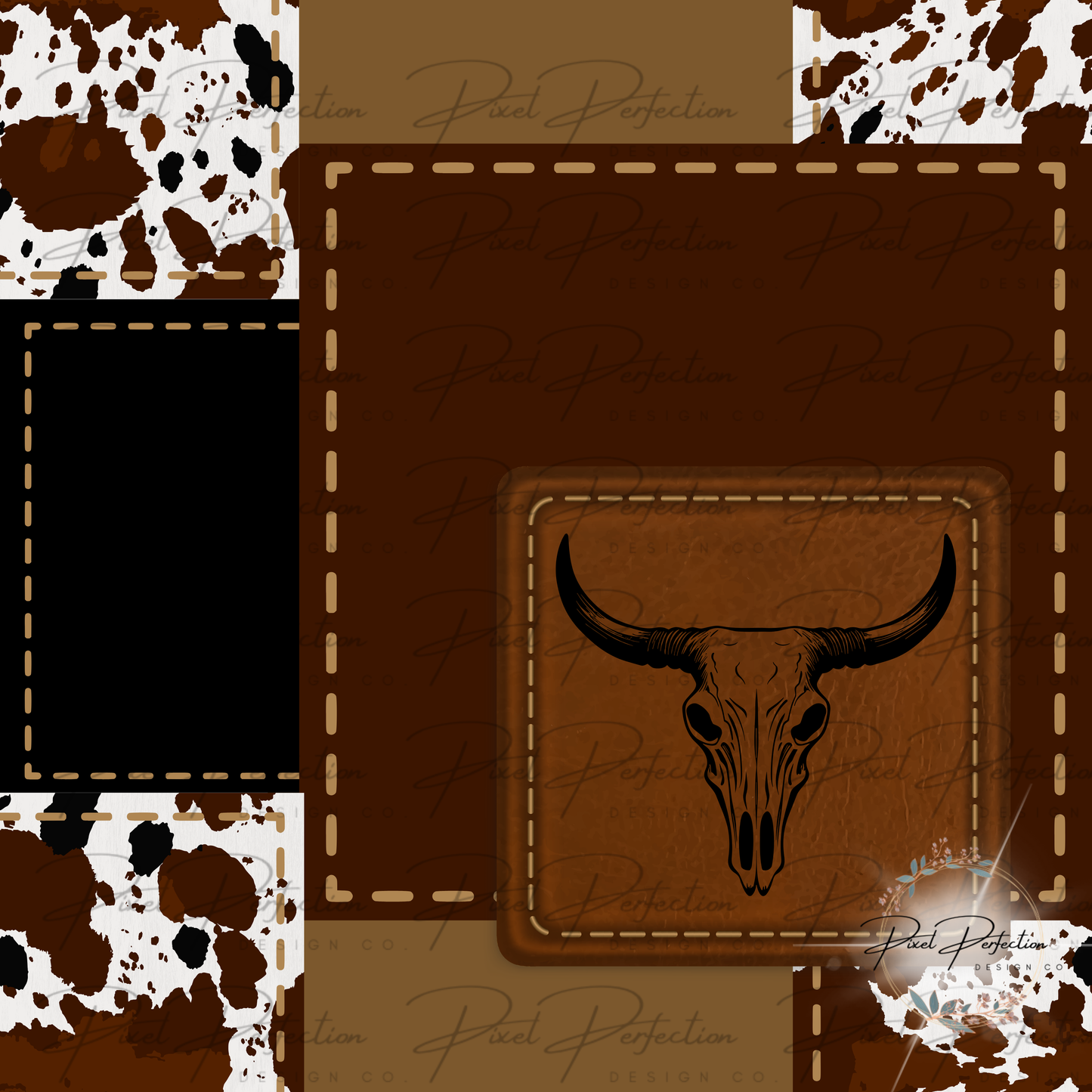 Western cowprint faux leather patchwork seamless