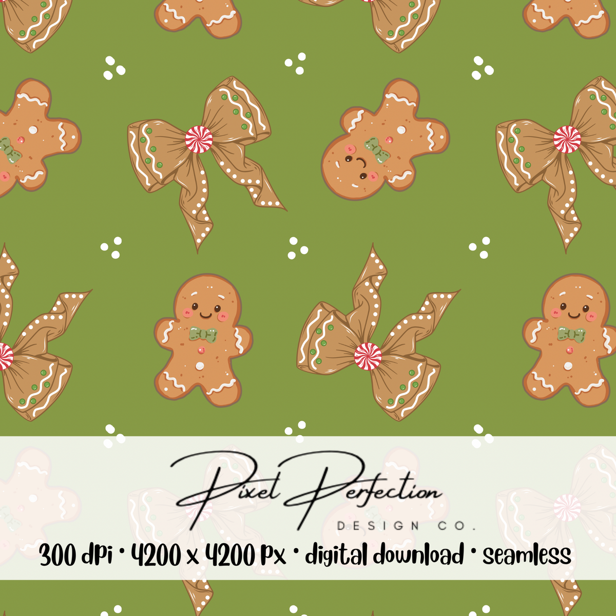 Christmas gingerbread and bow seamless