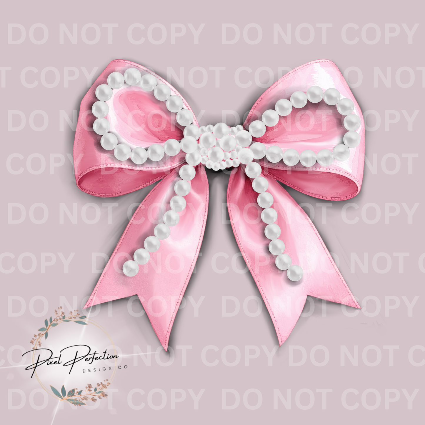 Pink and pearls bow clipart