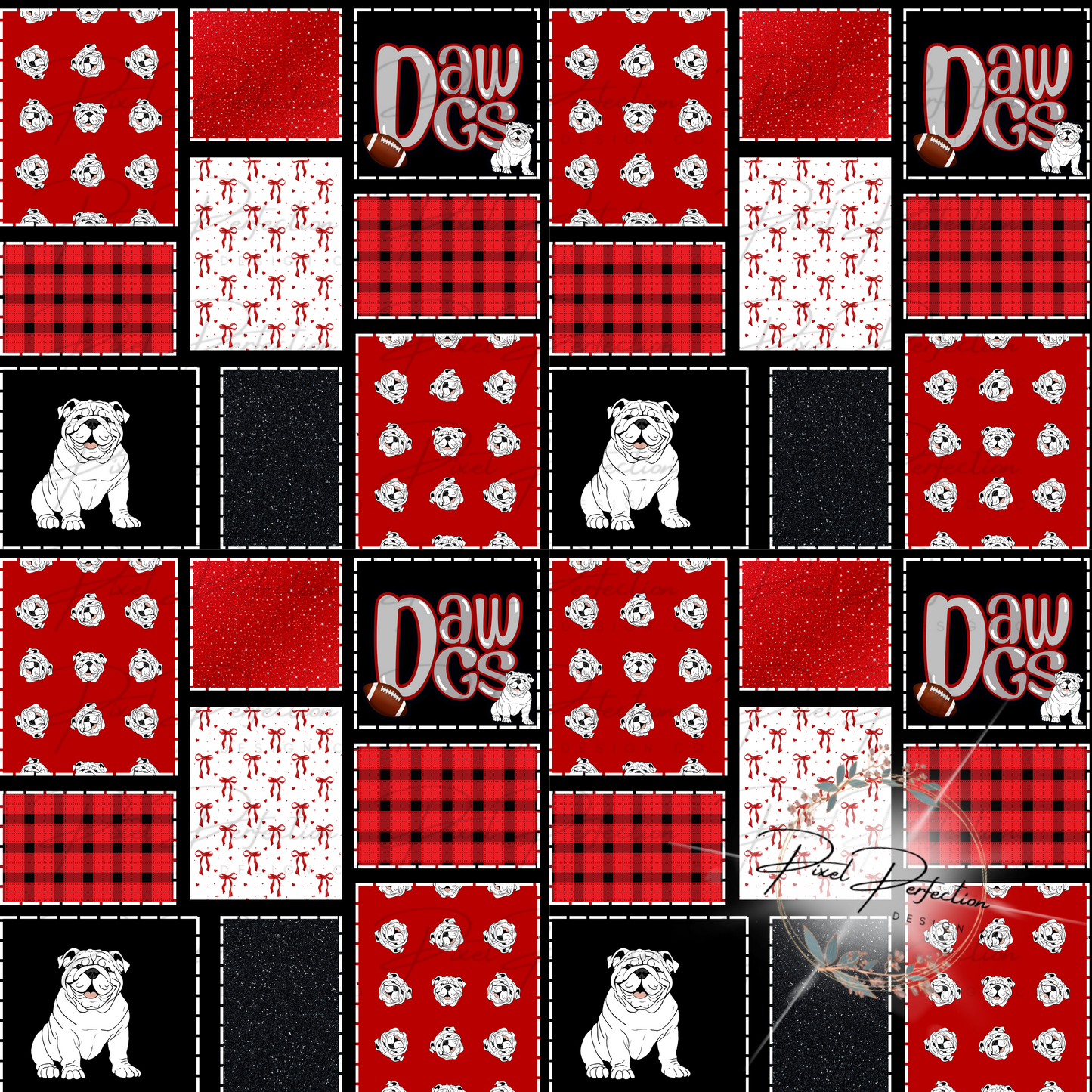 Georgia Football patchwork hand drawn #2 seamless