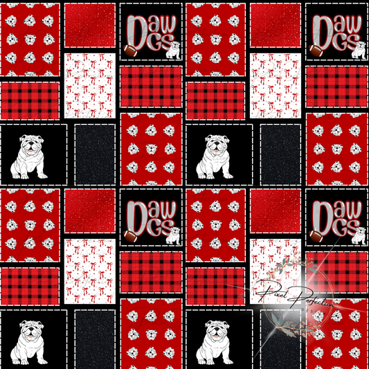 Georgia Football patchwork hand drawn #2 seamless