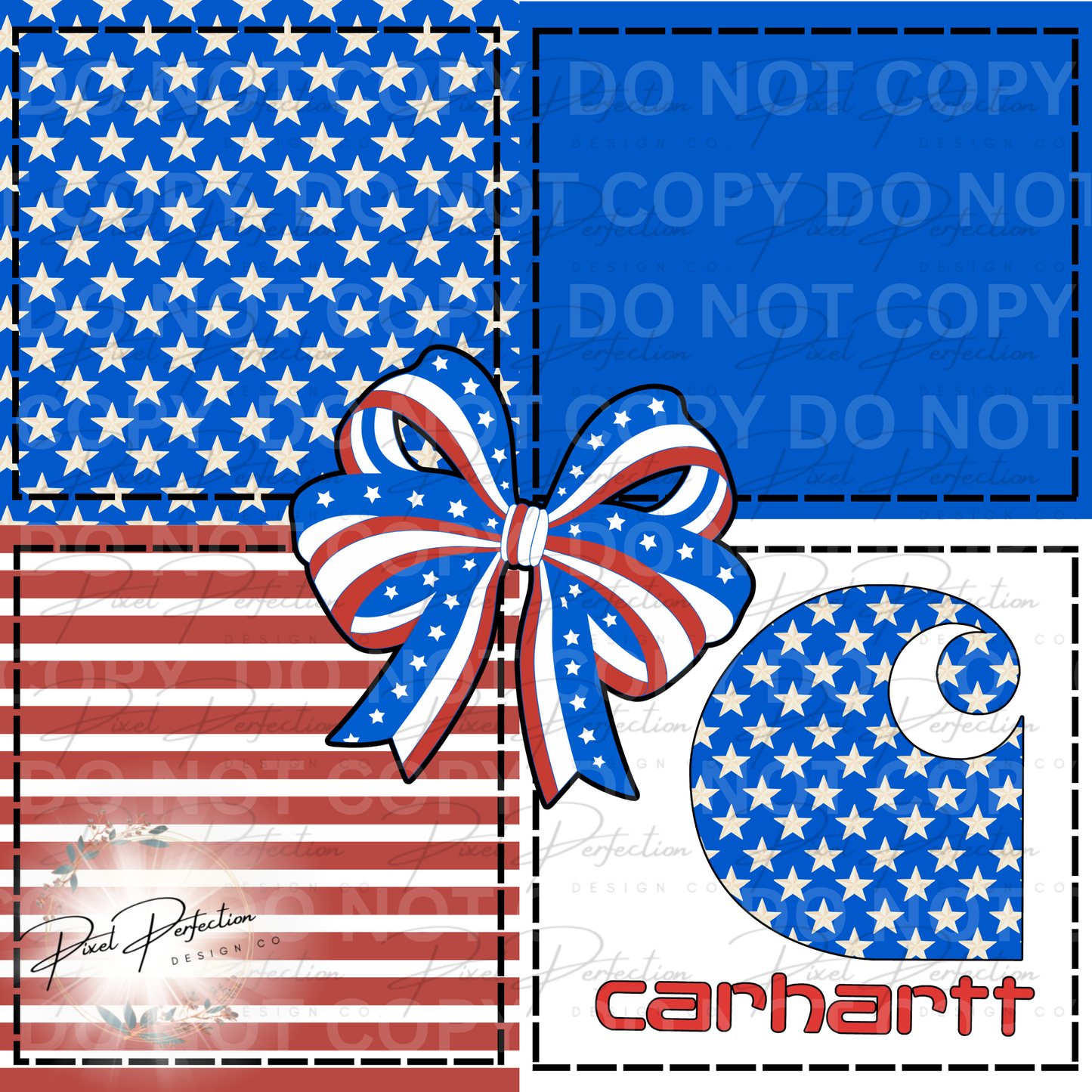 Blue collar red white and blue girlie patchwork seamless