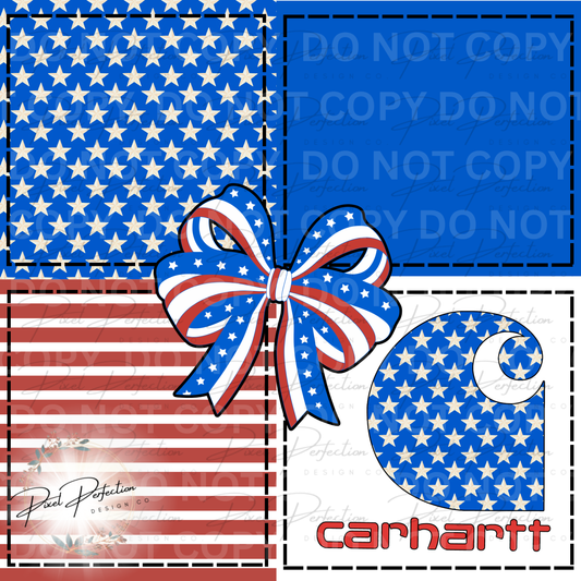 Blue collar red white and blue girlie patchwork seamless