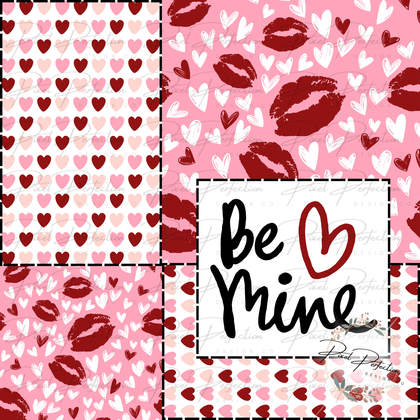 Be mine valentines patchwork seamless