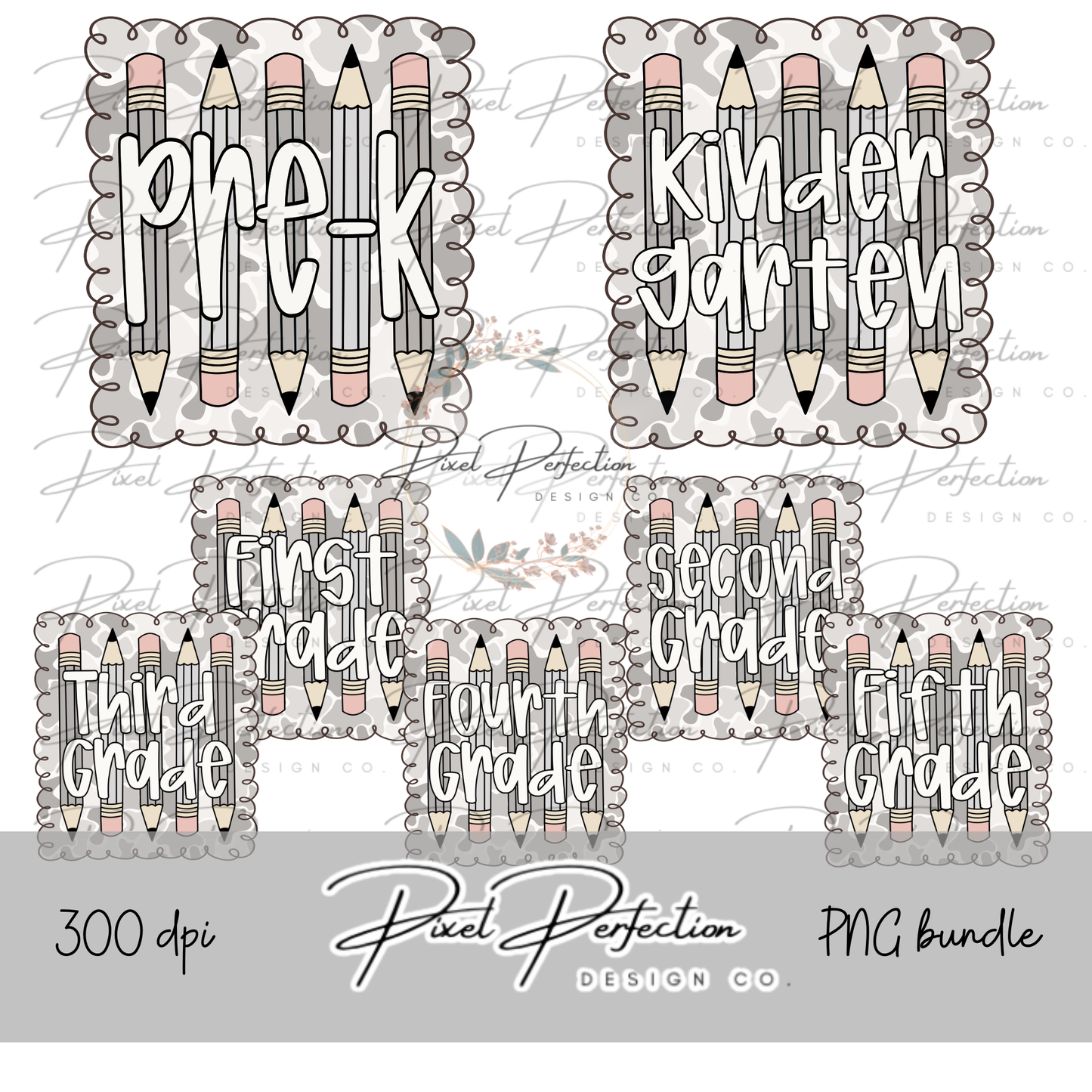 Back to school boy camo frame with pencils png bundle prek-5th