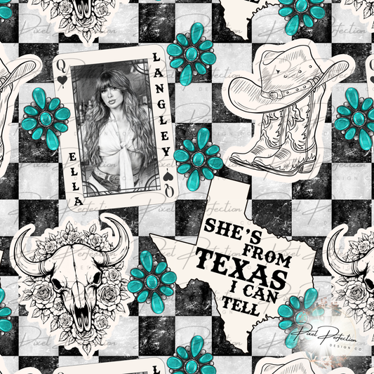 Ella She’s from Texas I can tell checkered seamless