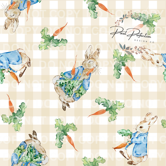 Rabbit Easter seamless with plaid background