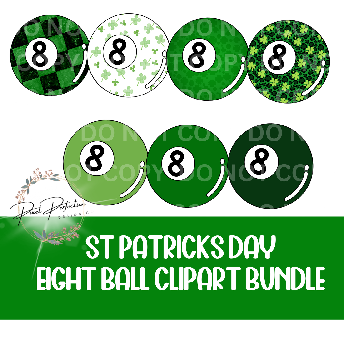 St Patrick’s Day eight ball clipart bundle