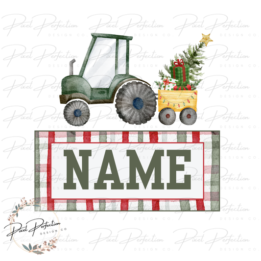Christmas tractor name plate (blank to add your own name)