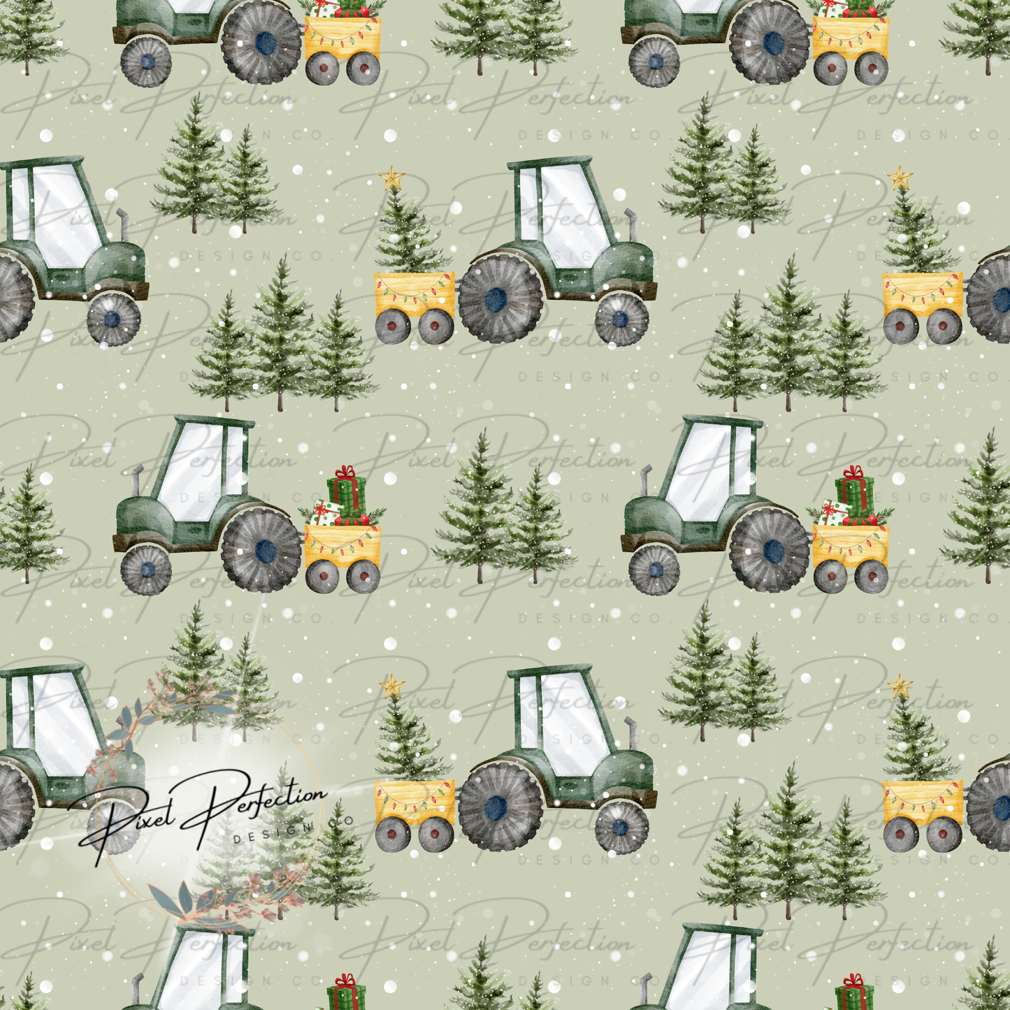 Christmas tractor seamless