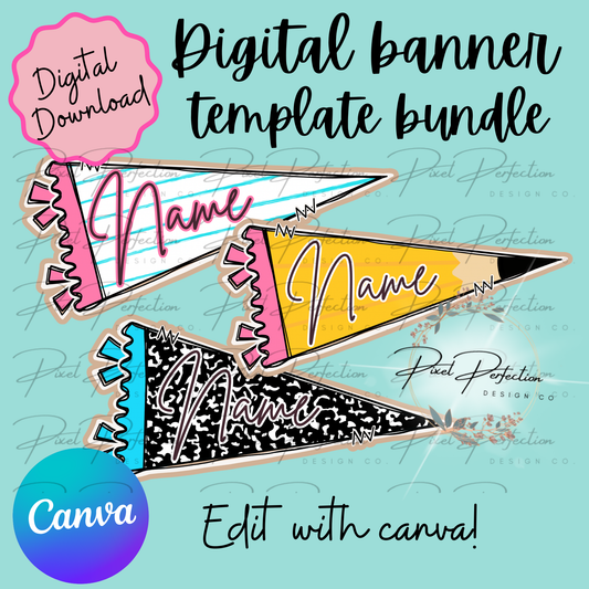 Back to school name pendant bundle canva template