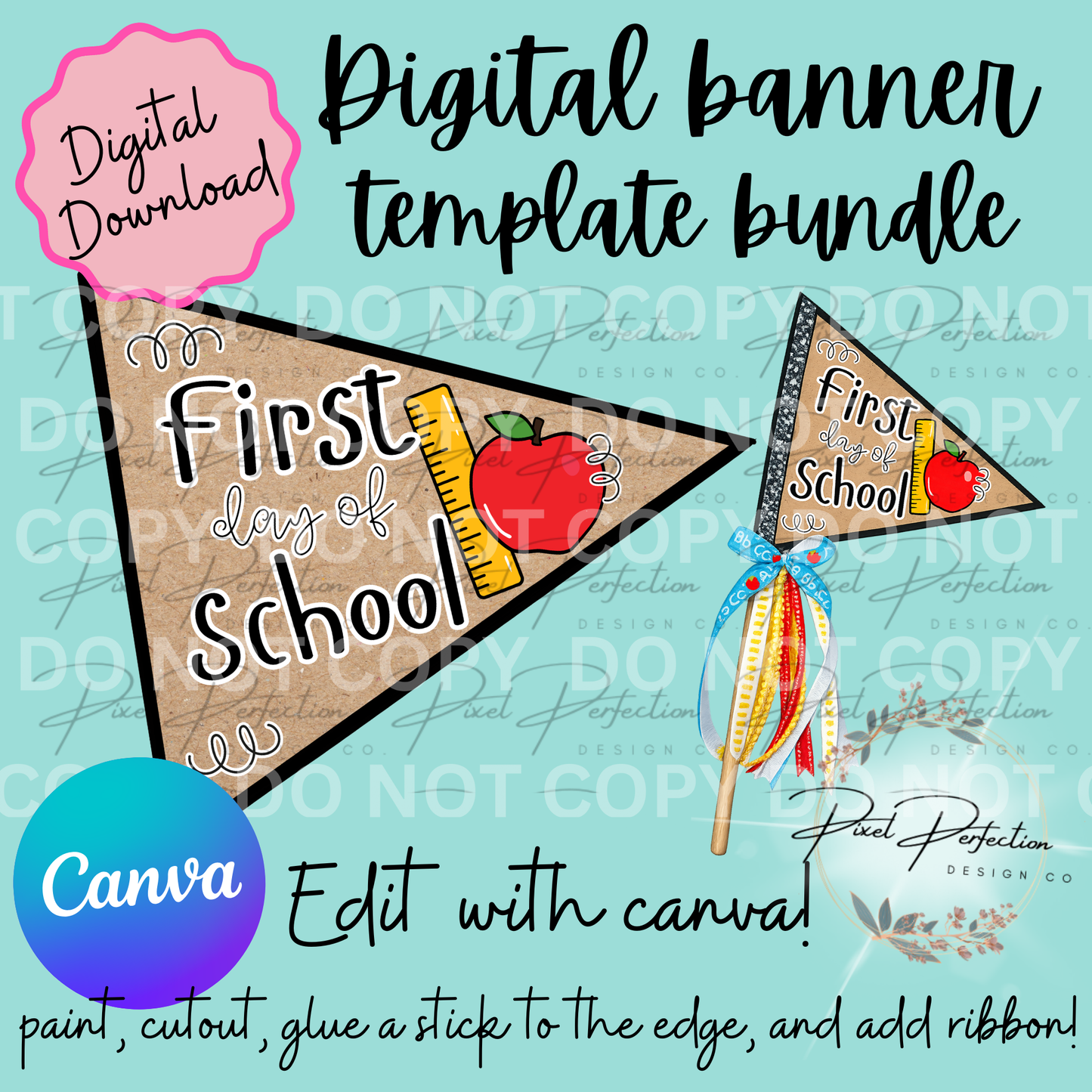 Back to school first day of school pendant canva template