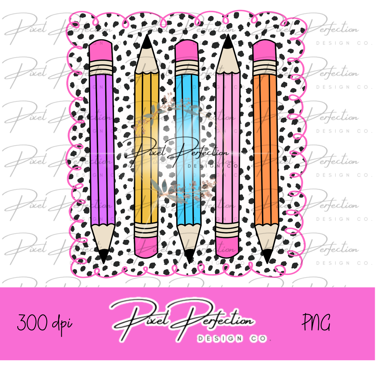 Back to school dot frame with pencils png