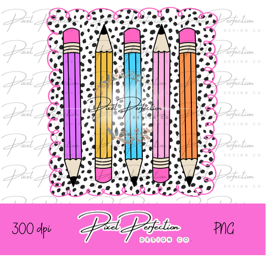 Back to school dot frame with pencils png