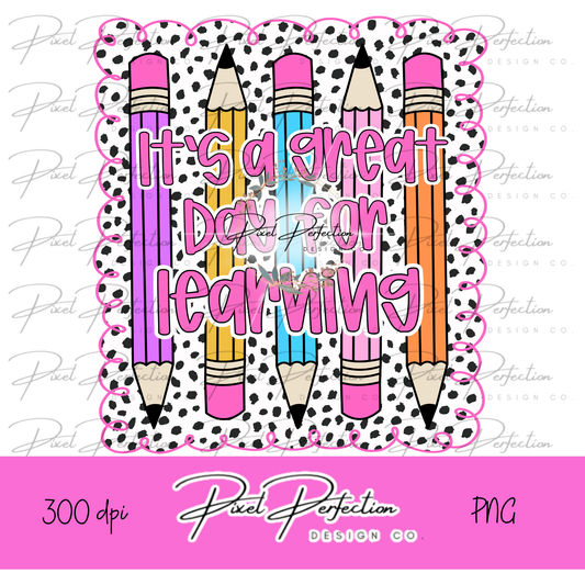 Back to school dot frame with pencils it’s a good day for learning png
