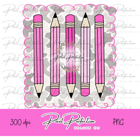 Back to school girl camo frame with pencils png