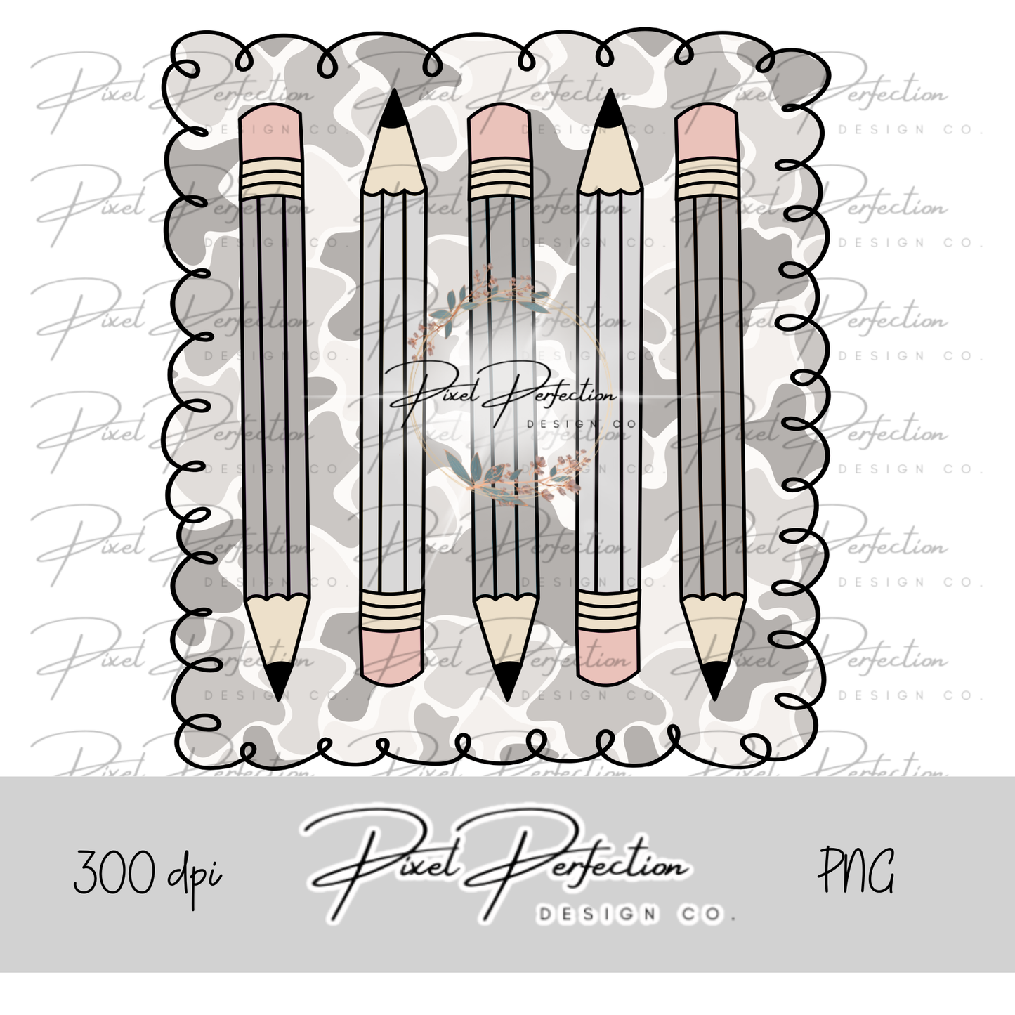 Back to school boy camo frame with pencils pnh