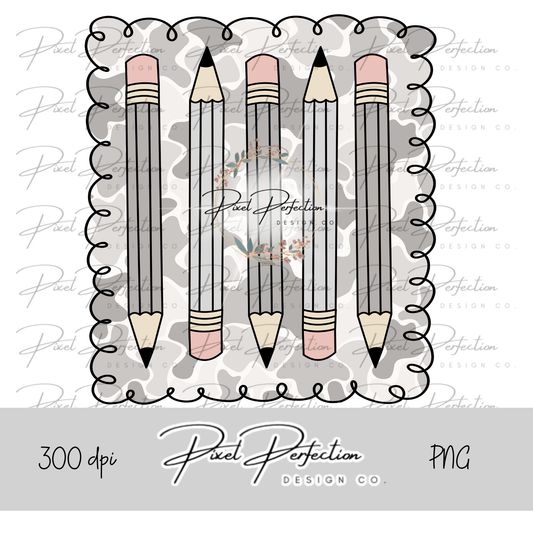 Back to school boy camo frame with pencils pnh