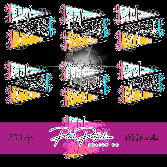 Back to school pendants png bundle prek-5th