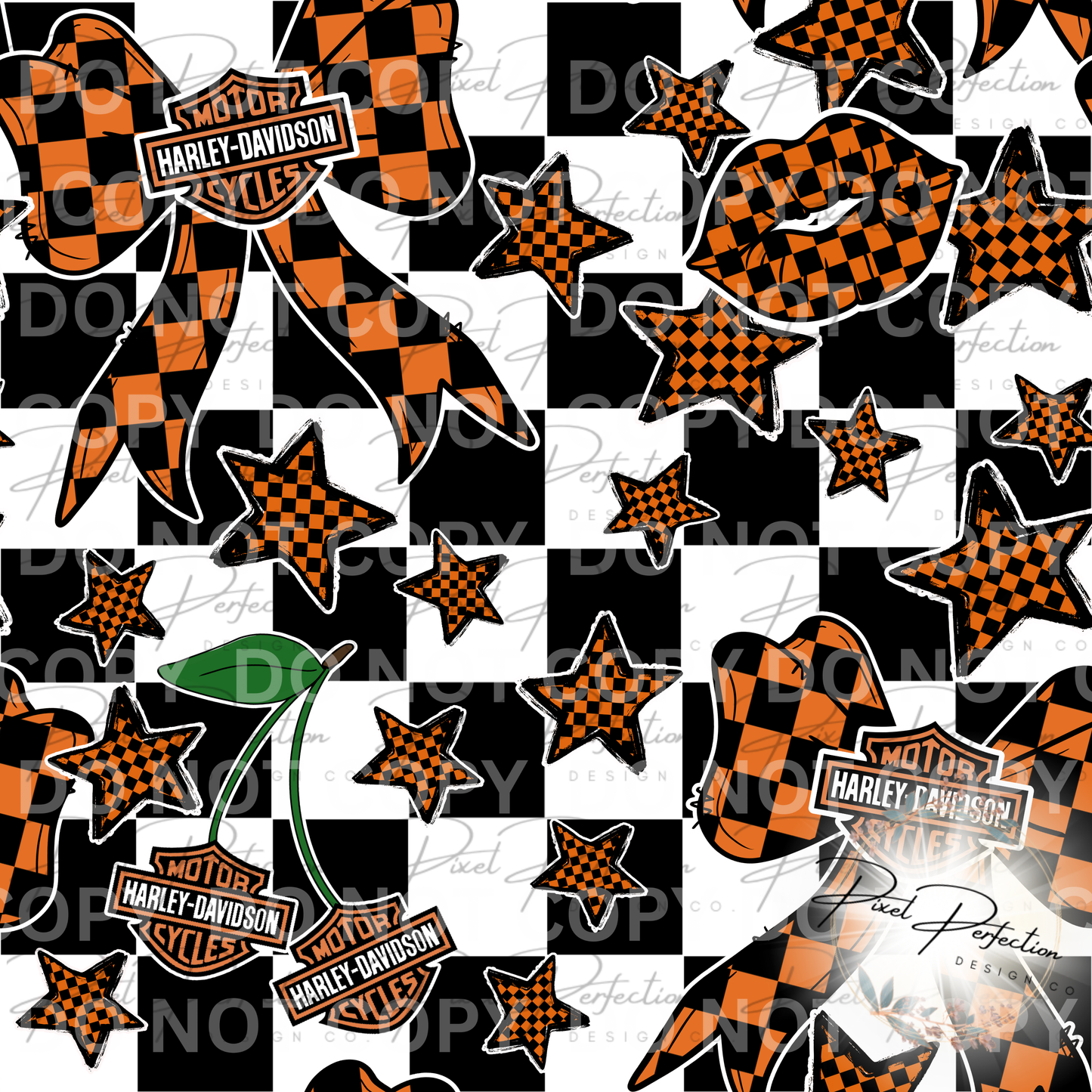 HD girl bow and stars seamless