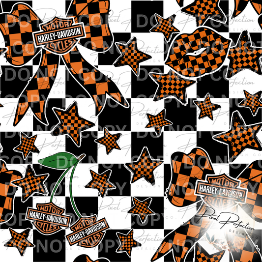 HD girl bow and stars seamless