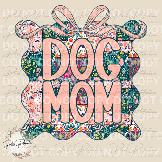 Dog mom spring patchwork frame with bow png