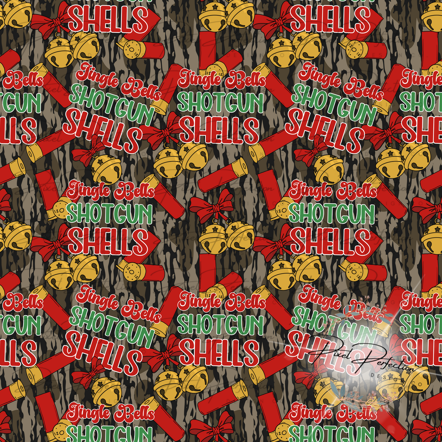 Jingle bells shotgun shells girlie seamless design