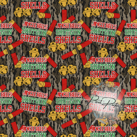 Jingle bells shotgun shells camo seamless design
