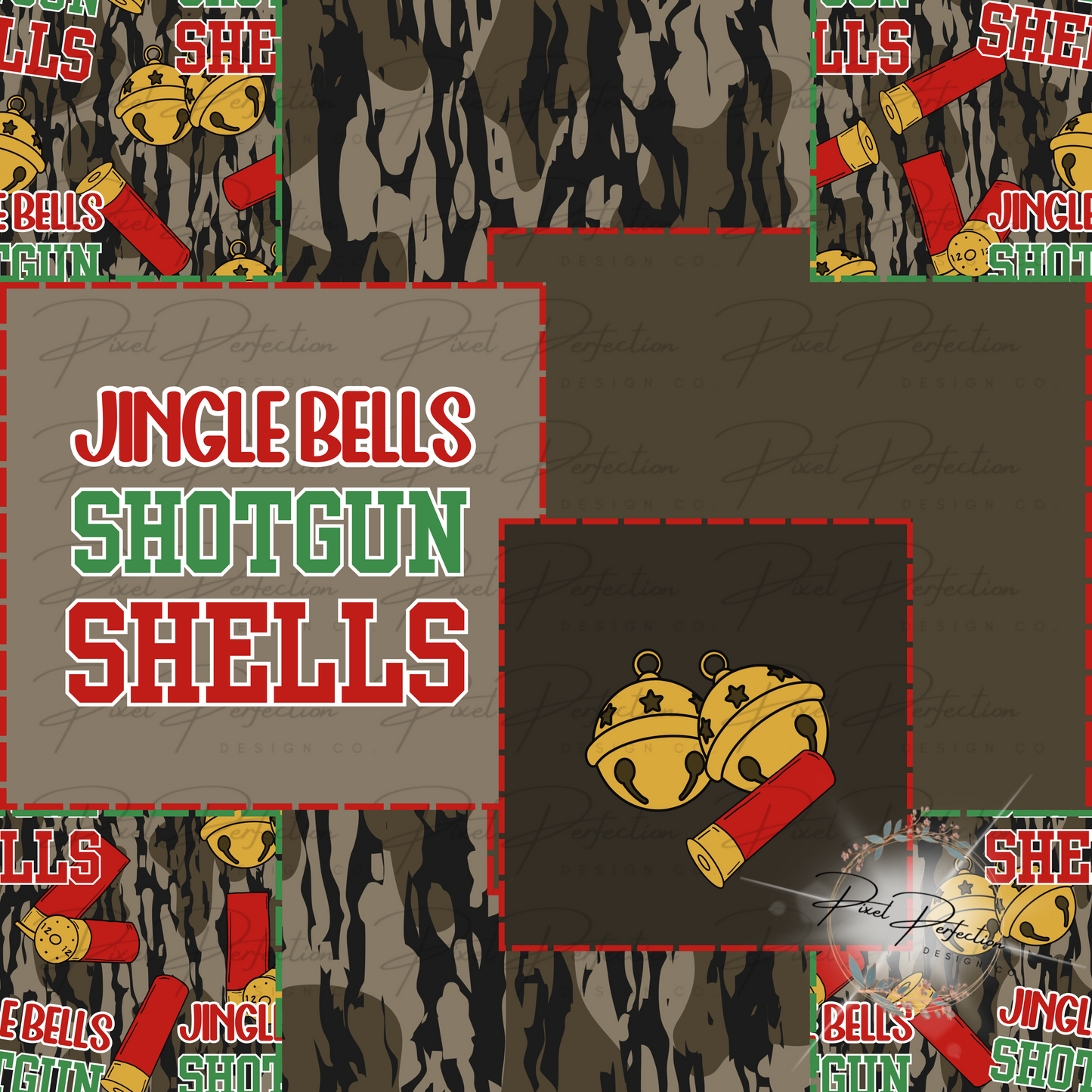 Jingle bells shotgun shells patchwork seamless