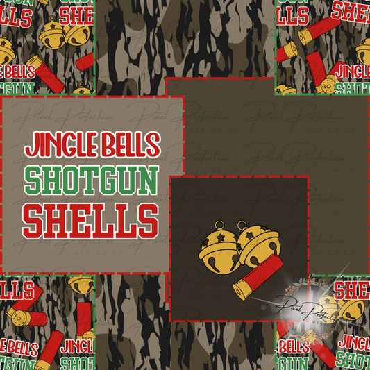 Jingle bells shotgun shells patchwork seamless