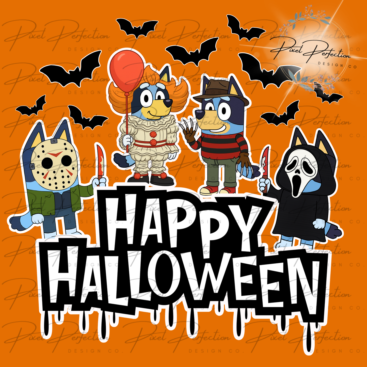 Blue dog Happy Halloween horror png