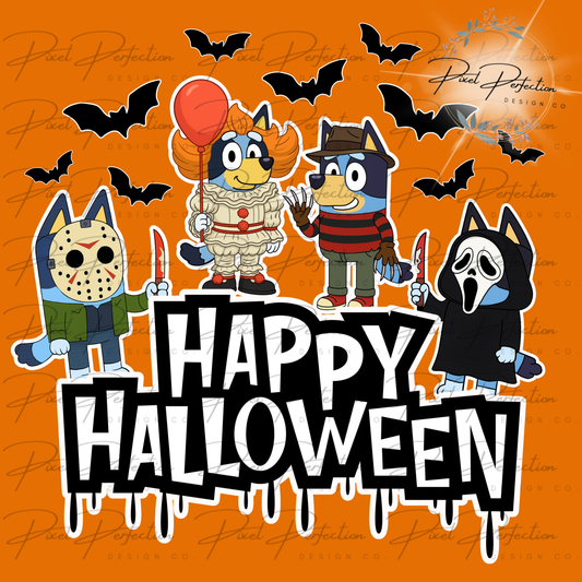 Blue dog Happy Halloween horror png