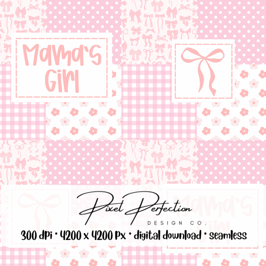 Mamas girl pink patchwork seamless