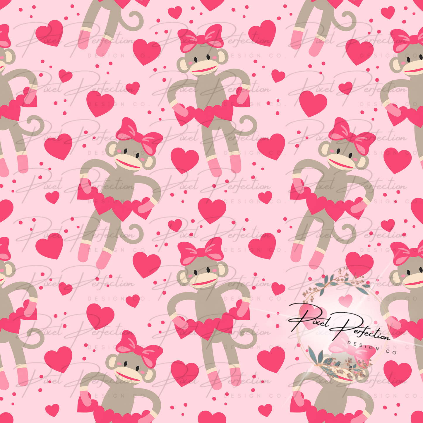 Sock monkey Valentine seamless