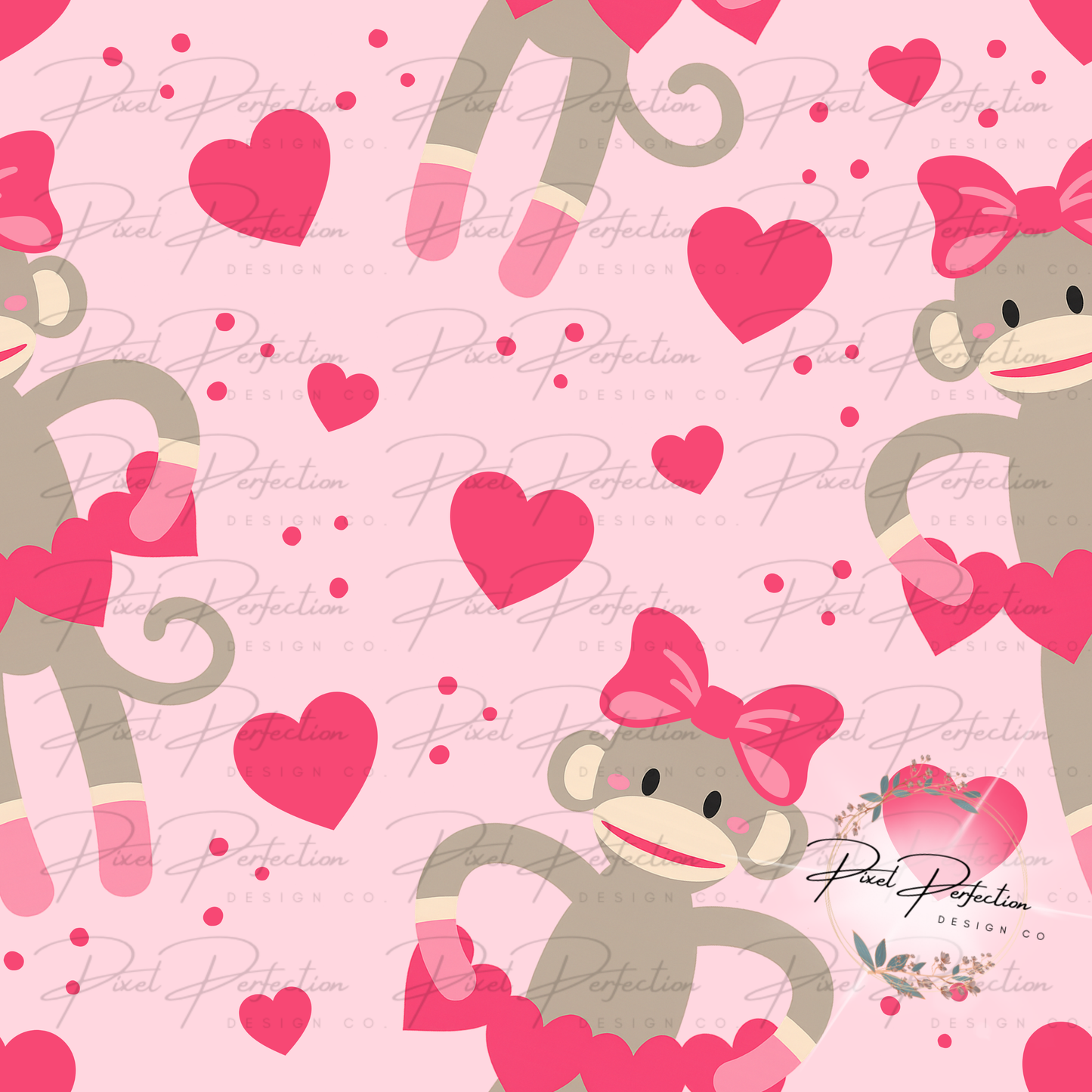 Sock monkey Valentine seamless