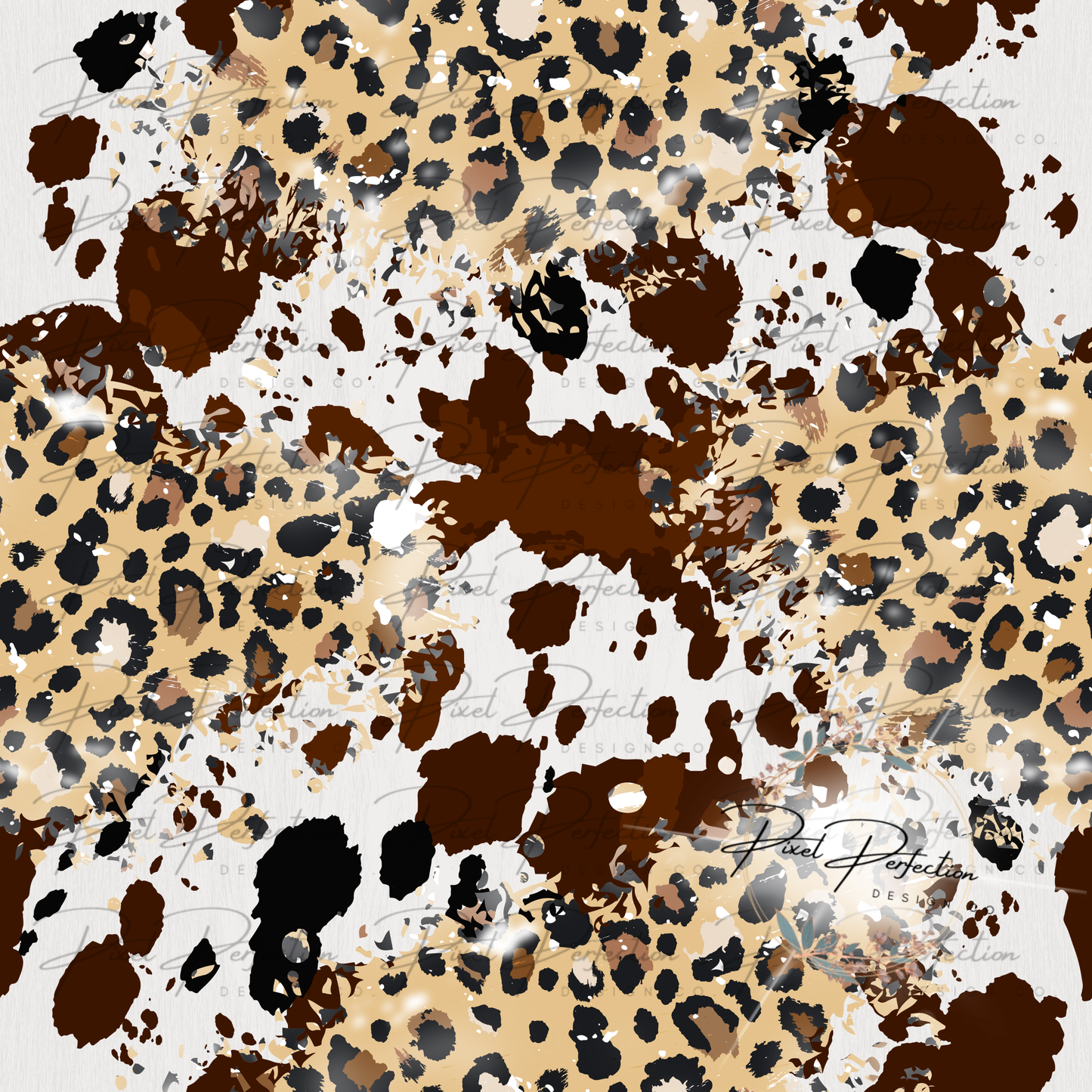 Western punchy cowhide leopard seamless digital paper